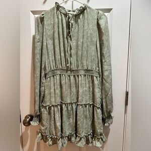 Mine Green Snakeskin Pattern Long-Sleeve Dress sz. M